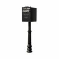 Book Publishing Co 18 in. Kingsbury REAR Retrieval Mailbox with Hanford Post & Decorative Ornate Base - Black GR3180453